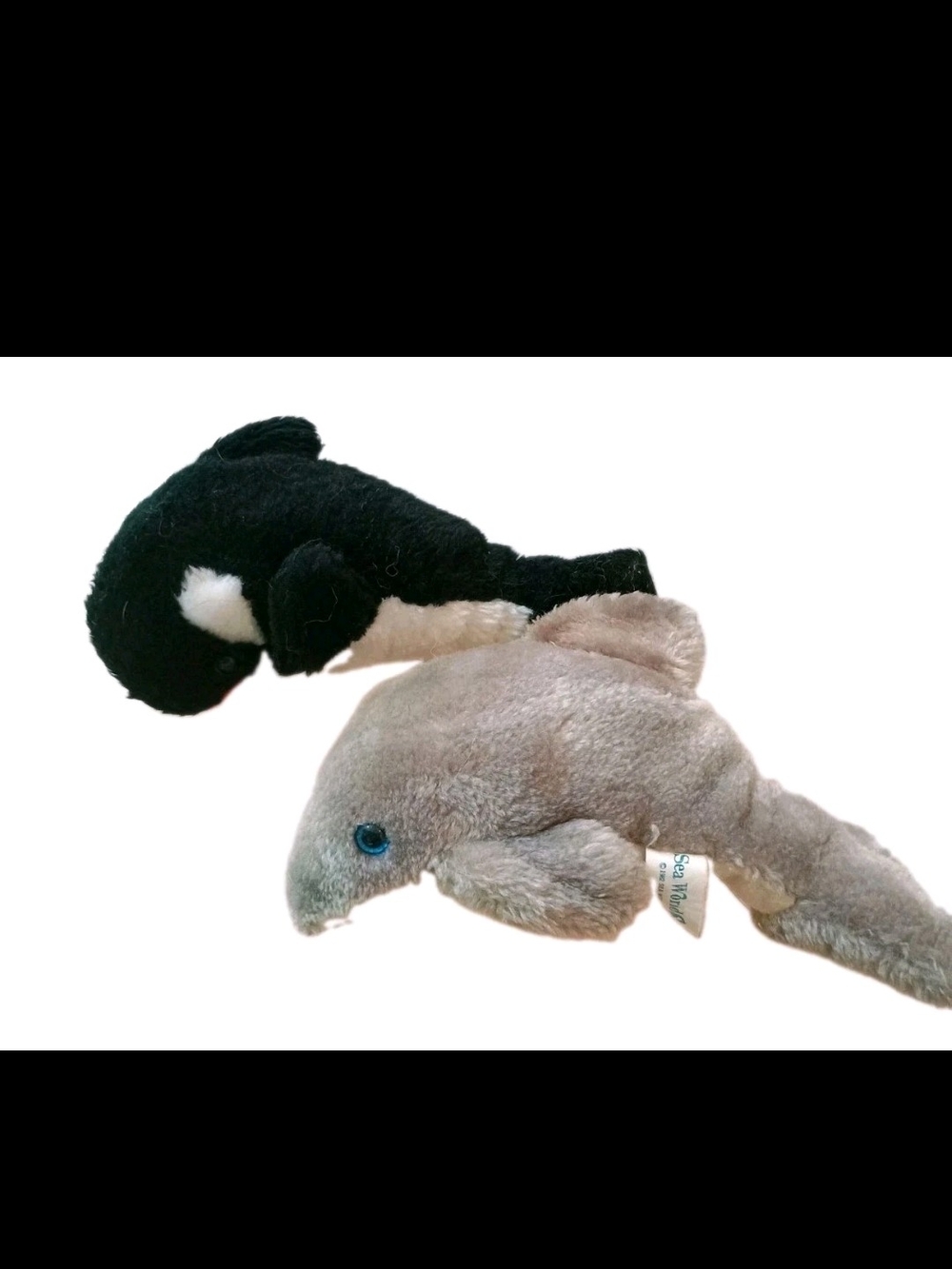 Plush Dog Toy Set - Gray Dolphin & Black Orca
